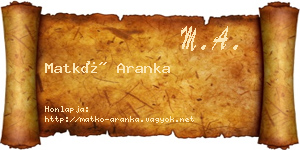 Matkó Aranka névjegykártya