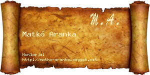 Matkó Aranka névjegykártya
